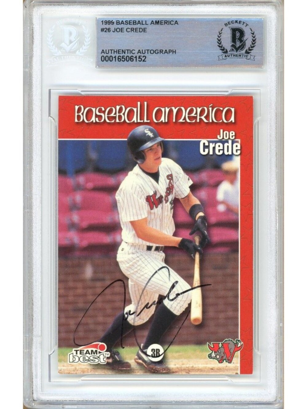 Joe Crede Signed 1999 Team Best Baseball America #26 White Sox RC BAS Slab Auto